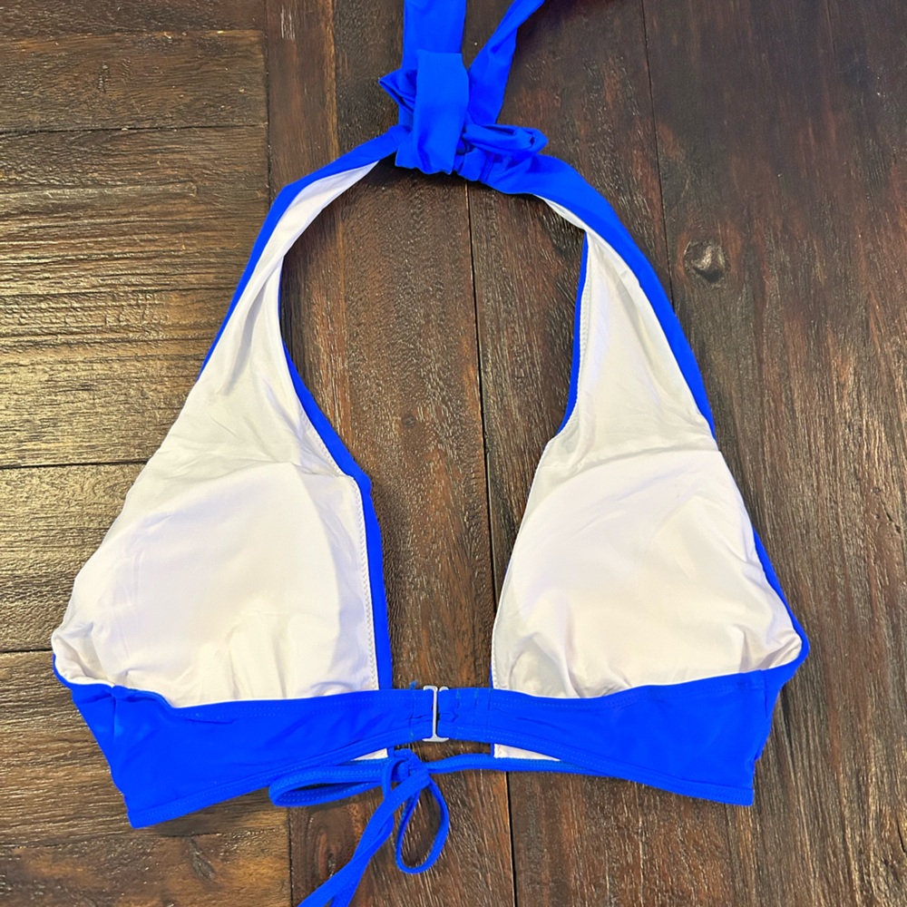 Bright Blue Halter Top and Swim Skirt Two Piece Bathing Suit - Picture 3 of 8